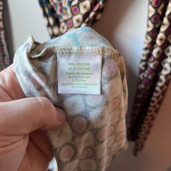 Garnet Hill Women’s Multicolor Geometric Print Wrap Dress Size Small artsy knit - Picture 5 of 9